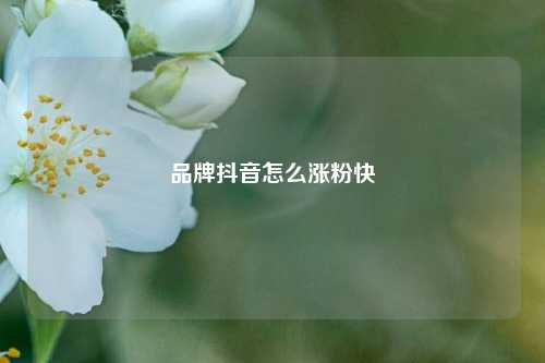 品牌抖音怎么涨粉快